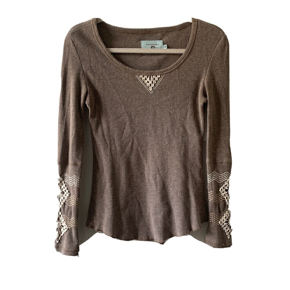 Judith March Anthropologie Womens Size Small Multicolor Waffle Knit Boho Blouse - Picture 1 of 6